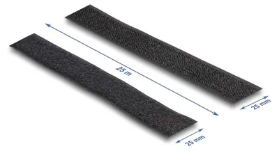 Productafbeelding van Delock Duurzame klittenbandstrip, zelfklevend, met plakband en pluisterband, lengte 25 meter, breedte 25 mm, zwart