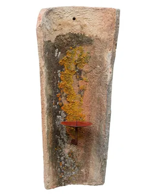 Produktbild von Dachziegel Antik Verwittert mit Wandkerzenhalter Unbehandelte Patina Bruchecken