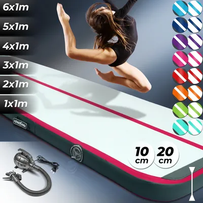 Produktbild von AIRTRACK Matte Tumbling Matte mit Pumpe PVC Tumblingmatte Gymnastikmatte Turnmatte Farbe: Rosa Maße: 400*100x20cm