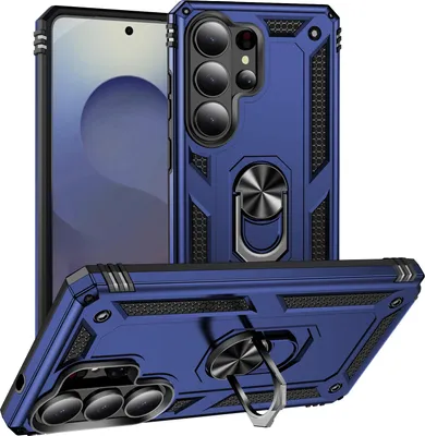 Produktbild von Schutzhülle für Samsung Galaxy S26 Ultra, Dual Layer Robust Militäre Fallschutz Hülle mit Ringhalterung Ständer Blau