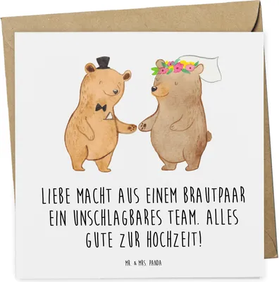 Produktbild von Mr. & Mrs. Panda Deluxe Karte Unschlagbares Brautpaar - Weiß - Geschenk, Herz, Hochzeitsfeier, Hochwertige Klappkarte, Glückwunschkarte, Liebe, Verlobung, Hochzeit, Glück