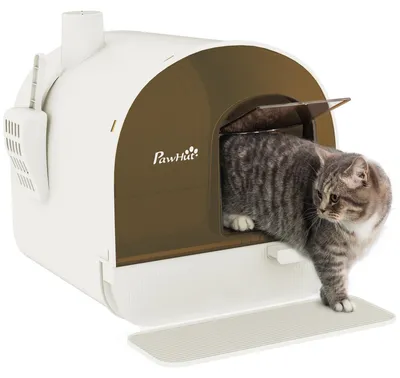 Produktbild von Katzentoilette geschlossen mit Deckel, Katzenklo mit Schublade, Geruchsfilter, Streumatte, Kunststoff, Weiß | 43x44x47 cm | 2,8 kg