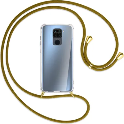 Produktbild von Handykette Backcover-Schutzhülle mit Band (Metall goldfarben) für Xiaomi Redmi Note 9 / 10X 4G - khaki