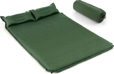 Obrázok produktu pre KOMFOTTEU 190 x 130 cm samonafukovacia kempingová karimatka, nafukovací matrac s vankúšom, vonkajšia karimatka na spanie pre 2 osoby, vodotesný nafukovací matrac na turistiku, skladacia prenosná karimatka na spanie (zelená)
