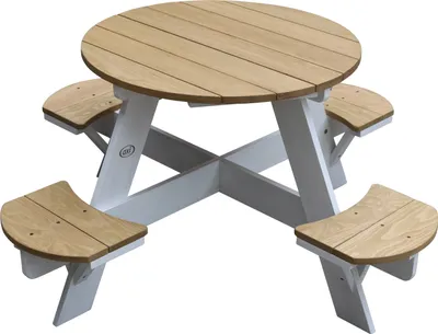 Immagine prodotto di AXI Ufo Tavolo da picnic rotondo per 4 bambini in marrone e bianco | Tavolo da picnic in legno | 120 x 120 x 56 cm