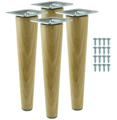 Produktbild von Möbelbeine aus lackierter Eiche, gerade Form, 25 cm, Montagefertiges Set, 4 Stück mit Schrauben