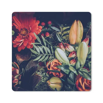 Produktbild von MuchoWow® Mauspad Mousepad Blumenstrauß - Stilleben - Blumen - Pflanzen - Rot 20x20 cm - Mousepads - Maus Mat - Pad - Mausunterlage - Desk Mat - Bureauartikeln