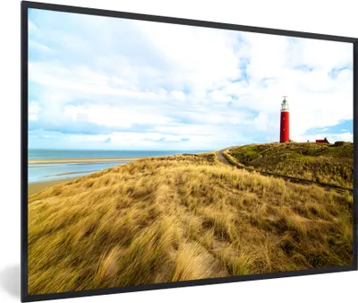 Produktbild von MuchoWow® MuchoWow® Gerahmtes Poster Strand - Leuchtturm - Düne 60x40 cm - Poster mit zchwarzem Bilderrahmen - Printing - Wanddeko Schlafzimmer