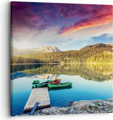Produktbild von Bild auf Leinwand - Leinwandbild - See Berge Wasser - 30x30cm - Wand Bild - Wanddeko - Wandbilder - Leinwanddruck - Bilder - Kunstdruck - Wanddekoration - Leinwand bilder - Wandkunst - AC30x30-3595