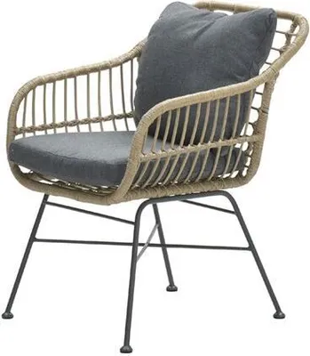 A single outdoor chair with cushions.