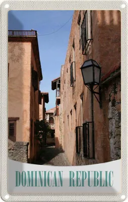 Image de vianmo Plaque en tôle 18x12 cm Dominikanische Republik Altstadt