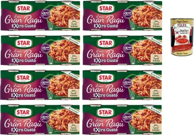 Produktbild von Star Il Mio Gran Ragu Extra Gusto Fleischsauce, 8 x 3x100g, 100% italienisches Fleisch, fertige Bolognese für Pasta, idealer Vorrat + Italian Gourmet polpa