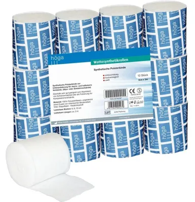 Produktbild von Höga Wattesynthetikrollen 3 m x 8 cm synthetische Polsterbinde, 12 St. Binde