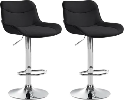 Produktbild von CLP 2er Set Barhocker Vonore Stoff höhenverstellbar und 360 Grad drehbar schwarz Gestell Farbe chrom