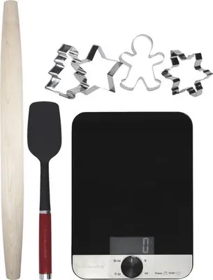 Produktbild von Kitchenaid KX403BX Backset (1 Glas-Waage, 4 Ausstechformen, 1 French Rolling Pin (Teigroller), 1 Spatel)
