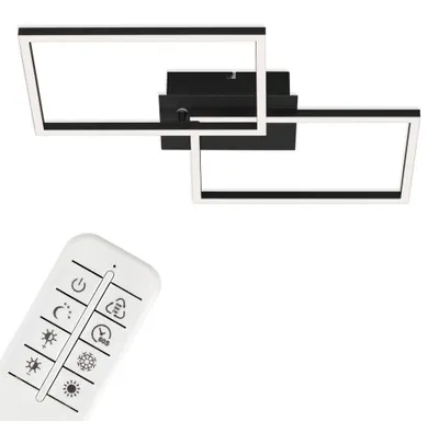 Produktbild von BRILONER FRAME LED Deckenleuchte, Fernbedienung, Dimmbar, CCT Farbtemperatursteuerung, Schwenkbar, schwarz, 50 x 38,8 x 7,8 cm