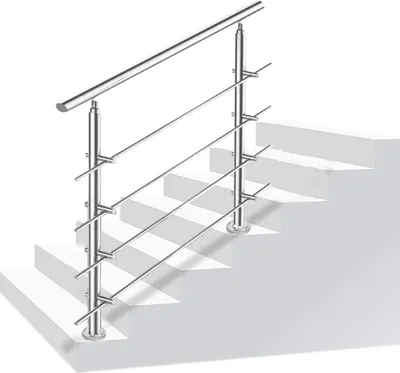 Produktbild von EINFEBEN Treppengeländer Geländer Balkongeländer Edelstahl Handlauf Bausatz mit Querstreben innen & Außen, Balkon (160cm, 4 Querstreben) Geländer und Handläufe