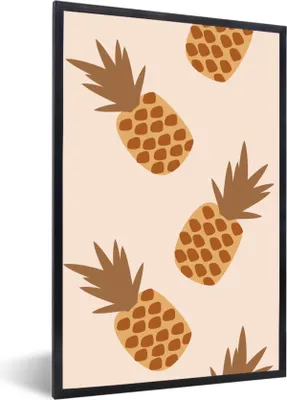 Produktbild von MuchoWow® Gerahmtes Poster Sommer - Ananas - Muster 60x90 cm - Poster mit Schwarzem Bilderrahmen Wandposter Rahmen Foto Bilder - Kunst