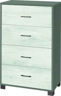 Immagine prodotto di Milani Home - cassettiera 4 cassetti bianco e rovere chiaro, 70 x 41 x 112 cm