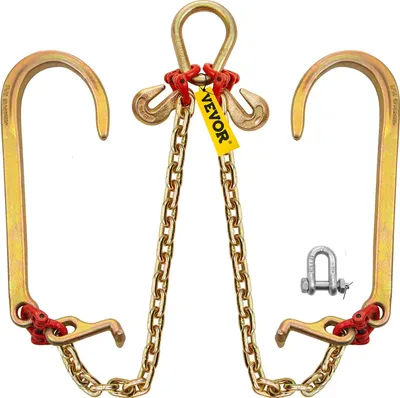 Immagine prodotto di briglia a catena a V G80 da 5/16"×2' con 2 gambe e ganci a J e a T da 15"
