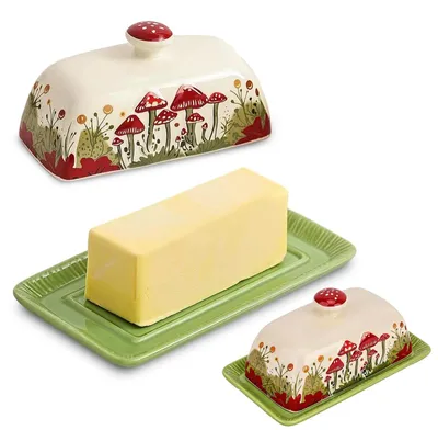 Productafbeelding van Keramische Botervloot met Deksel in Paddenstoeldesign