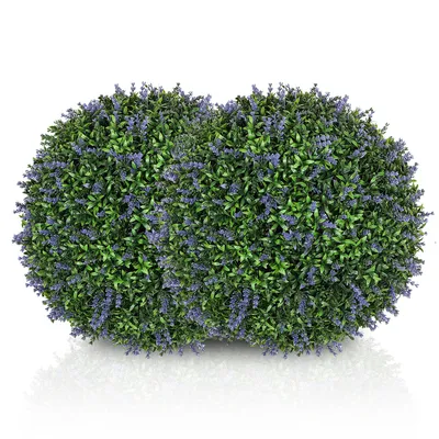 Immagine prodotto di Fortuna Lai Set da 2 lavanda artificiale, 42 cm Pianta da appartamento, pianta artificiale a forma di sfera, grandi fiori artificiali decorativi per la casa, l'ufficio, l'ingresso, il giardino, viola+verde