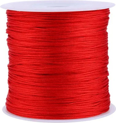 Image de Cordon nylon à nouer 100 m x 0,8 mm (macramé queue de rat, fil Shamballa, rouge)