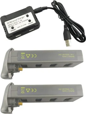 Produktbild von 2PCS 7.4V 1800mah Lithiumbatterie mit 2 in 1 Ladegerät für MJX B2SE D80 Bürstenlose Vierachsige Flugzeugersatzdrohne 2pcs