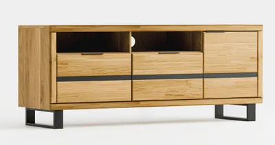 Produktbild von Lowboard Mono TV-Unterschrank 159x42x64,5cm 3-türig Eiche geölt Massivholz