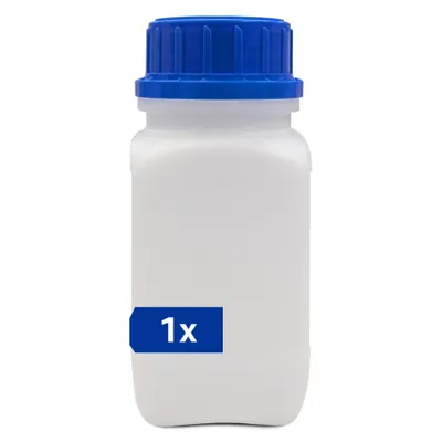 Produktbild von plasteo® 1x 250 ml Weithalsflasche mit Schraubverschluss Laborflasche Chemikalienflasche lebensmittelecht mit Gefahrgutzulassung absolut dicht