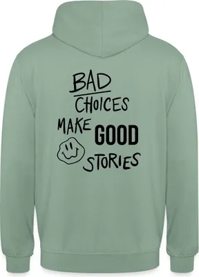 Produktbild von Spreadshirt Statement Trend Bad Choices Streetwear Uni Hoodie, M, Graugrün