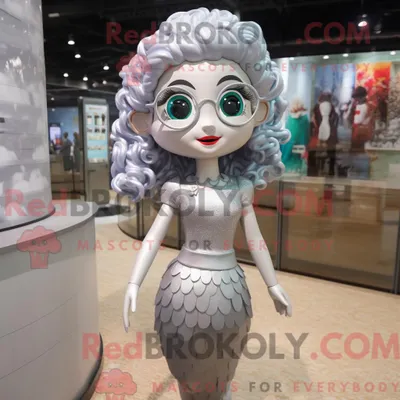 Produktbild von Silbernes REDBROKOLY Meerjungfrau-Maskottchenkostüm mit Minikleid und Brille