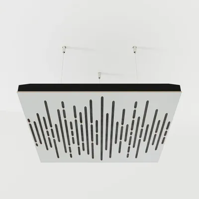 Immagine prodotto di Set di 4 pannelli acustici a soffitto modello WAVE, rivestiti in velluto, dimensioni 50x50x5 cm, colore bianco/grigio