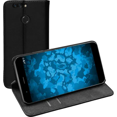 Produktbild von PhoneNatic Kunst-Lederhülle kompatibel mit Huawei Honor 8 Pro - Book-Case schwarz + 2 Schutzfolien