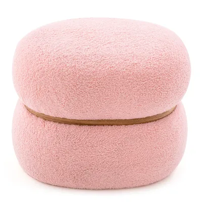 Produktbild von Sitzhocker Gepolsert, Samthocker Oval mit Rutschfesten Fußpolstern, Ottomanen belastbar bis 300kg, Fußhocker 44x35x35 cm, Rosa