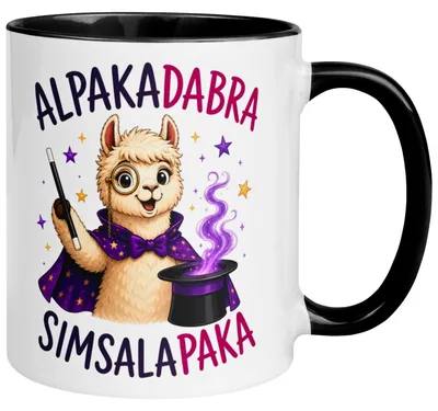 Produktbild von Tasse Alpaka – „Alpakadabra und Simsalapaka“ – lustiger Geschenk Becher