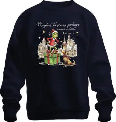 Obrázok produktu pre Možno Vianoce znamenajú niečo viac – vtipná mikina Grinch, uni, tmavomodrá, XXL