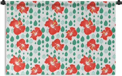 Produktbild von MuchoWow® Wandteppich Wandbehang Hibiskus - Muster - Hawaii - Blume 120x80 cm Tapisserie Dekoration Wandtuch - Wanddekorationen - Wandtücher
