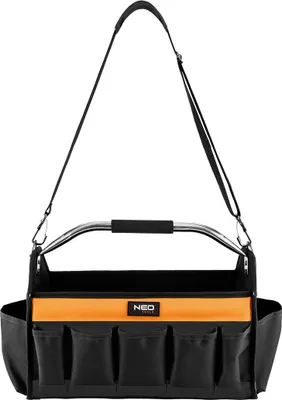 Produktbild von NEO TOOLS Profi Werkzeugtasche Offen 42x22x24 cm – Oxford 600D, 12 Fächer, Metallgriff, Robuste Monteur-Tragetasche für Service