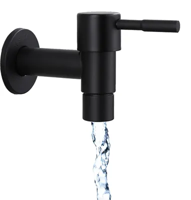 Produktbild von Wand-Kaltwasserhahn Edelstahl schwarz, für Küche, Bad, Garten, 1 Stück