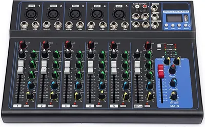 Produktbild von 7kanálový zvukový mixážní pult Digitální mixážní pult USB Bluetooth Mixážní pult pro živé studiové zvuky DJ pult