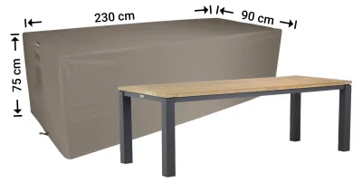 Produktbild von Raffles Covers Raffles Covers Gartentisch-Schutzhülle | Atmungsaktiv | Wasserdicht | UV-beständig | Doppelnähte | Elastischer Kordelzug - Farbe: Taupe, Masse: 230 x 90