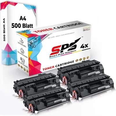 Produktbild von Druckerpapier A4 + 4x Multipack Set Kompatibel für HP Laserjet Pro 400 MFP M 425 (CF280A/80A) Toner-Kartusche Schwarz XL 4600 Seiten
