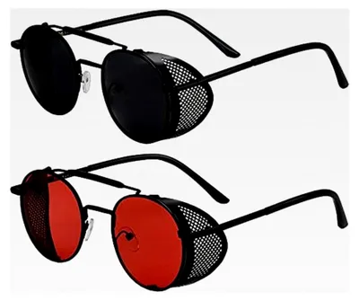 Produktbild von Uni Sonnenbrille im Steampunk Stil - Runde Vintage Sonnenbrille mit polarisierten Gläsern und UV400 Schutz, Metallrahmen