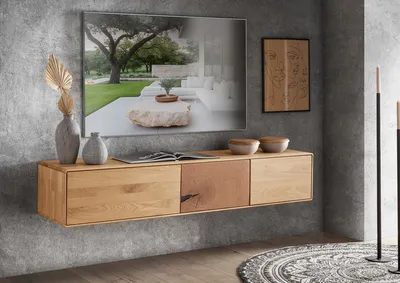 Produktbild von TV Board zum hängen 170cm "Belfast" Wildeiche massiv