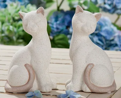 Image de Gilde Figur, Katze, "Olbia", gesprenkelt, Keramik, creme, L. 9 cm, B. 12 cm, H. 19.5 cm 28738 4063387287385 2 Stück (2-fach sortiert)