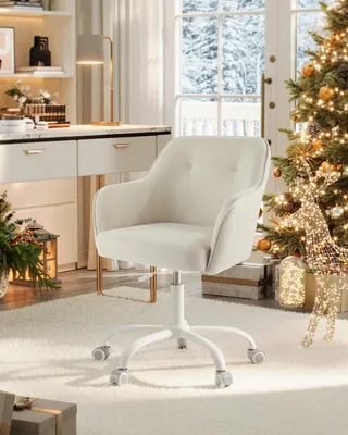 Produktbild von SONGMICS Schreibtischstuhl, höhenverstellbar, drehbar, Cord, für Arbeitszimmer, Schlafzimmer, beige