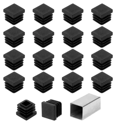 50 quadratische Endkappen 15 mm, schwarz, für Rohre