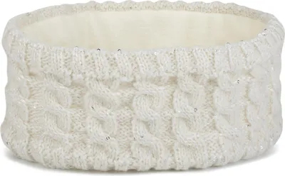 Produktbild von styleBREAKER Damen Strick Stirnband mit Zopfmuster und Pailletten, Fleece Futter, Haarband, Thermo Winter Headband 04026028