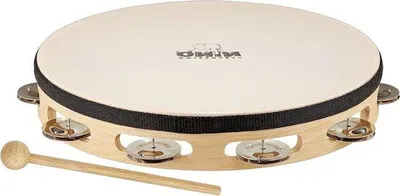 Obrázek produktu pro Dřevěný tamburín 25 cm (10 palců), jedna řada, černý